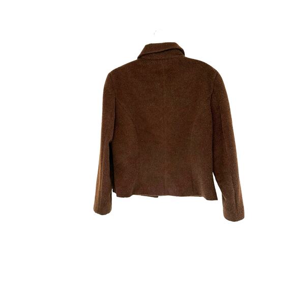 Peruvian Connection Brown Preppy Basic Classic Alpaca Wool Bomber Jacket Size 12 - Picture 5 of 9